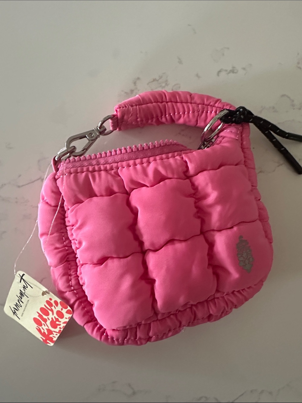 Pink Quilted Mini Pouch - Puffy Bag